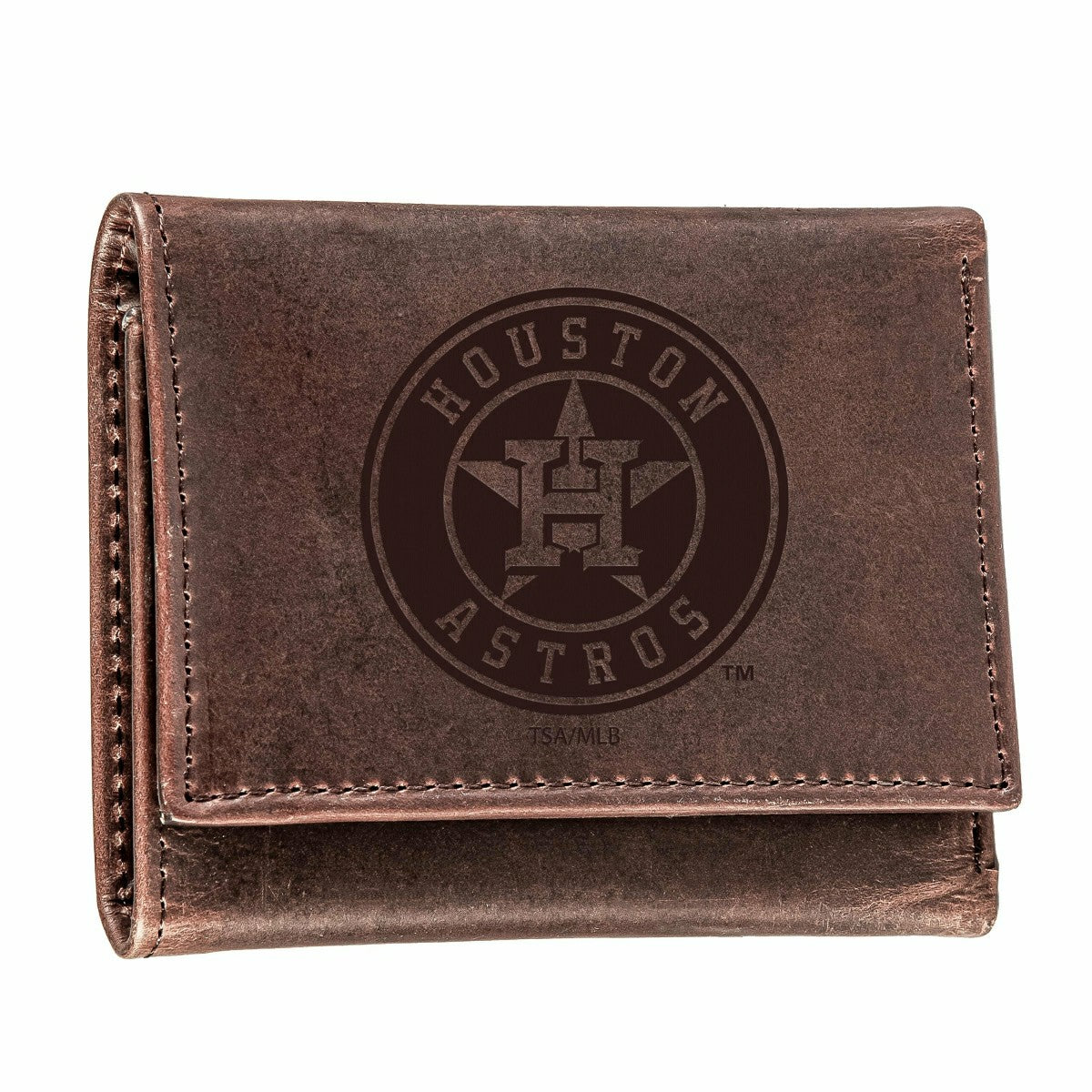 Team Sports America Value - Houston Astros Tri-Fold Wallet Brown 100% Genuine Leather