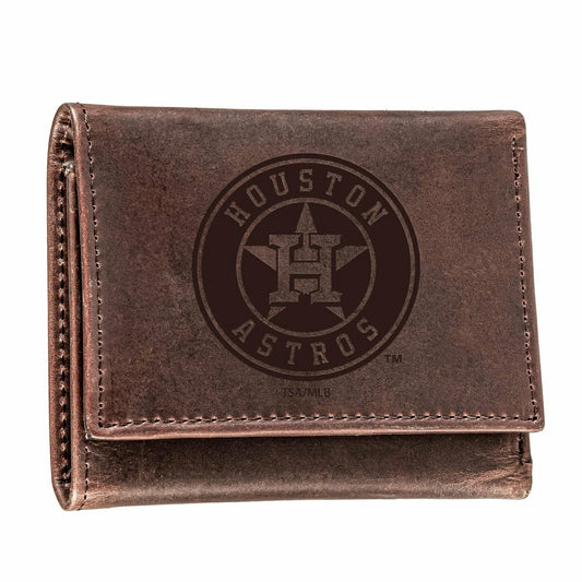 Team Sports America Value - Houston Astros Tri-Fold Wallet Brown 100% Genuine Leather