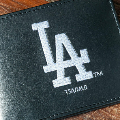 Team Sports America Essential - Los Angeles Dodgers Black Bi-Fold Embroidered Wallet w/ RFID Blocking
