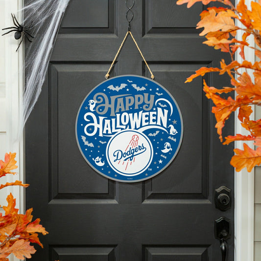 Team Sports America Everyday - Los Angeles Dodgers Halloween Round Door Décor with Hanging Rope, 18x1