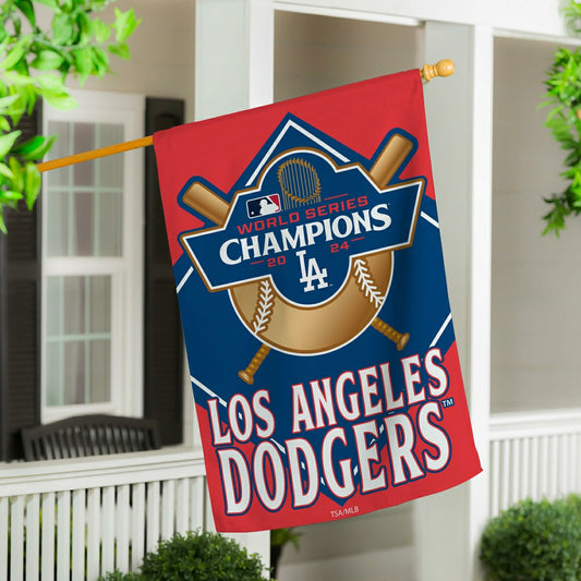 Team Sports America Signature - Los Angeles Dodgers 2024 World Series Champions Suede House Flag
