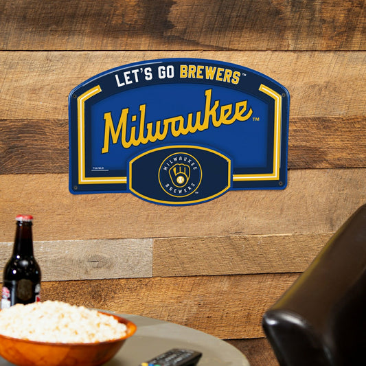 Team Sports America Essential - Milwaukee Brewers USA Embossed Steel Wall Sign, 11" x 17"