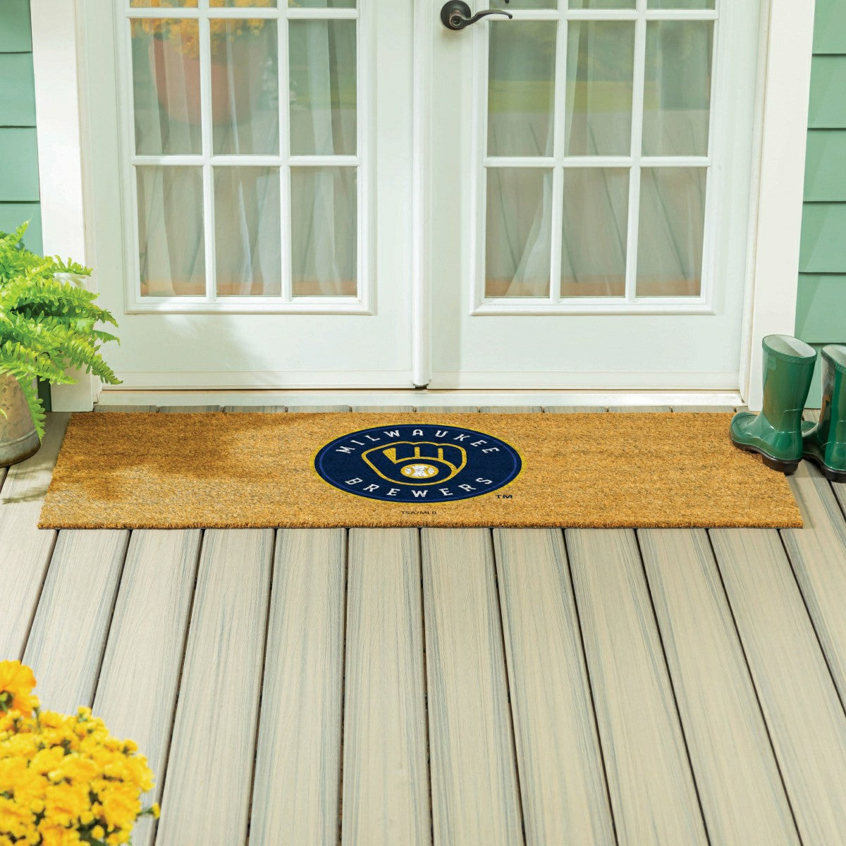 Team Sports America Essential - Milwaukee Brewers Extra Large Full Color Coir Mat, 60"x24"