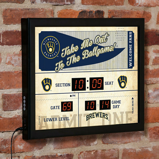 Team Sports America Recommended - Scoreboard Wall Clock, Milwaukee Brewers