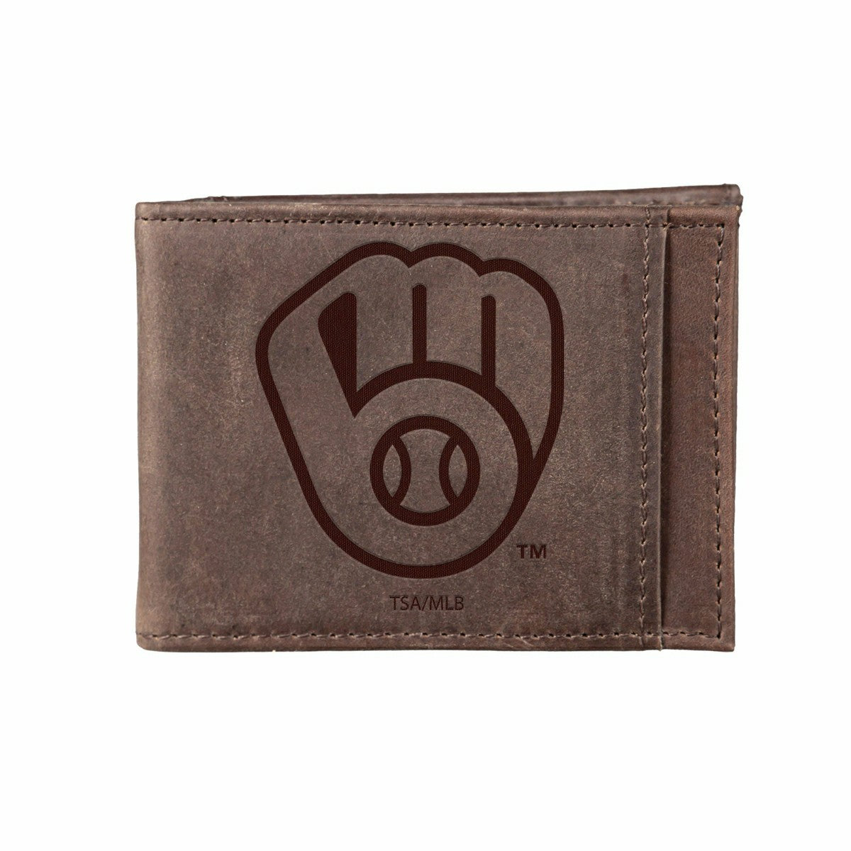 Team Sports America Signature - Milwaukee Brewers Front Pocket Wallet w/ RFID Blocking Brown