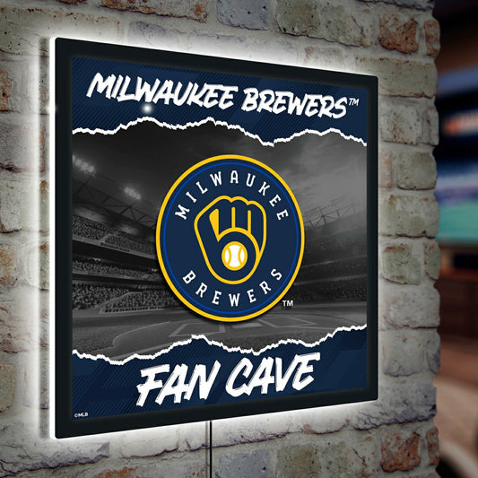 Team Sports America Best Seller - Milwaukee Brewers 23"H x 23"L LED Wall Decor, Edgelite, Square