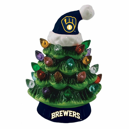 Team Sports America Signature - Milwaukee Brewers 8" LED Ceramic Christmas Tree