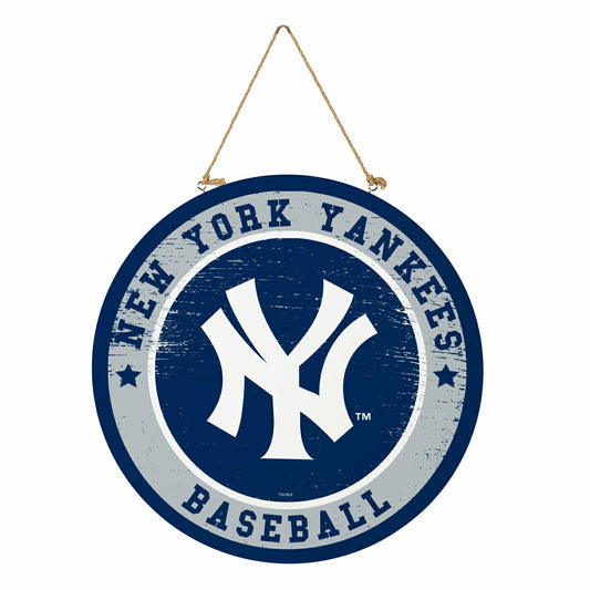 Team Sports America Best Seller - New York Yankees Round Door Décor with Hanging Rope, 18x18