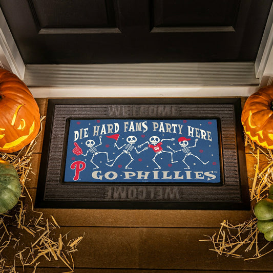 Team Sports America Recommended - Philadelphia Phillies Flocked Coir Halloween Sassafras Switch Mat, 22"