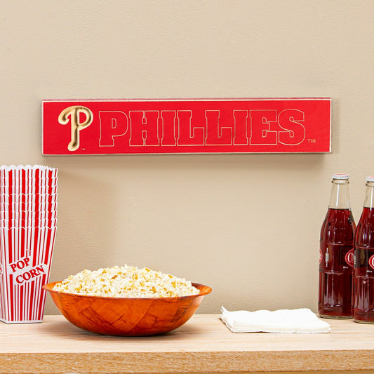 Team Sports America Everyday - Philadelphia Phillies Engraved Wood Sign, 3.5" x 18"