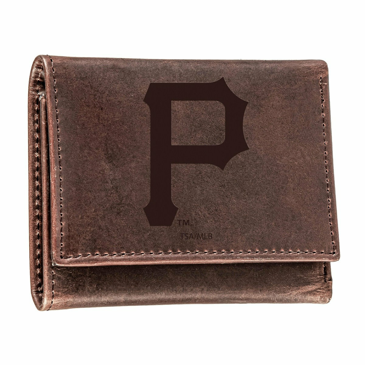 Team Sports America Trending - Pittsburgh Pirates Tri-Fold Wallet Brown 100% Genuine Leather