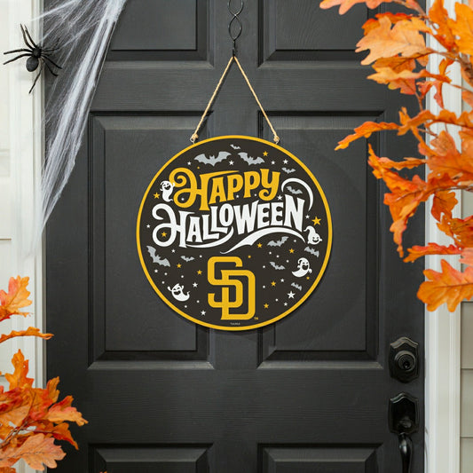 Team Sports America Essential - San Diego Padres Halloween Round Door Décor with Hanging Rope, 18x18