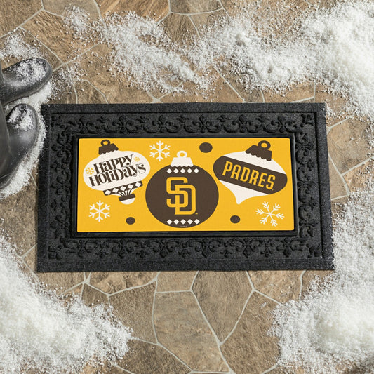 Team Sports America Everyday - San Diego Padres Holiday Flocked Coir Sassafras Switch Mat, 22"x10"