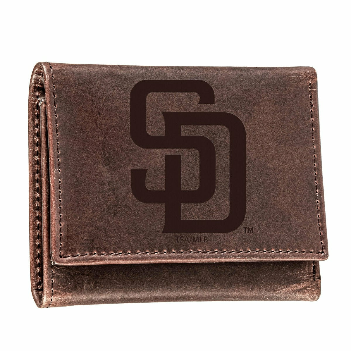 Team Sports America Everyday - San Diego Padres Tri-Fold Wallet Brown 100% Genuine Leather