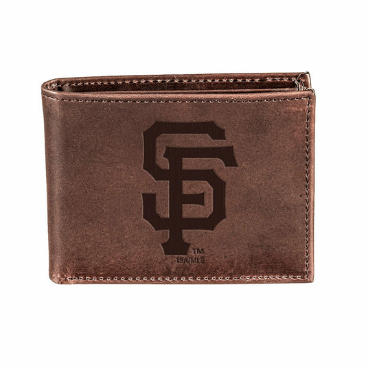 Team Sports America Essential - San Francisco Giants Bi-Fold Wallet Brown 100% Genuine Leather