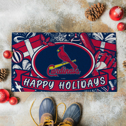 Team Sports America Exclusive - St Louis Cardinals Holiday PVC Mat, 28"x16"