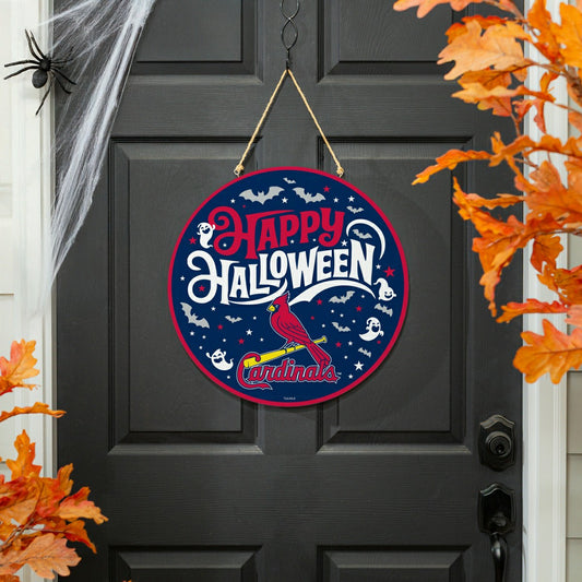 Team Sports America Essential - St Louis Cardinals Halloween Round Door Décor with Hanging Rope, 18x18