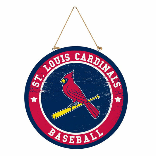 Team Sports America Best Seller - St Louis Cardinals Round Door Décor with Hanging Rope, 18x18