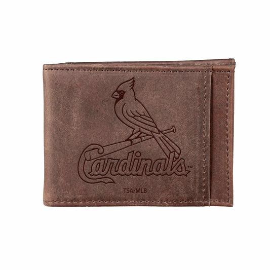 Team Sports America Best Seller - St Louis Cardinals Front Pocket Wallet w/ RFID Blocking Brown