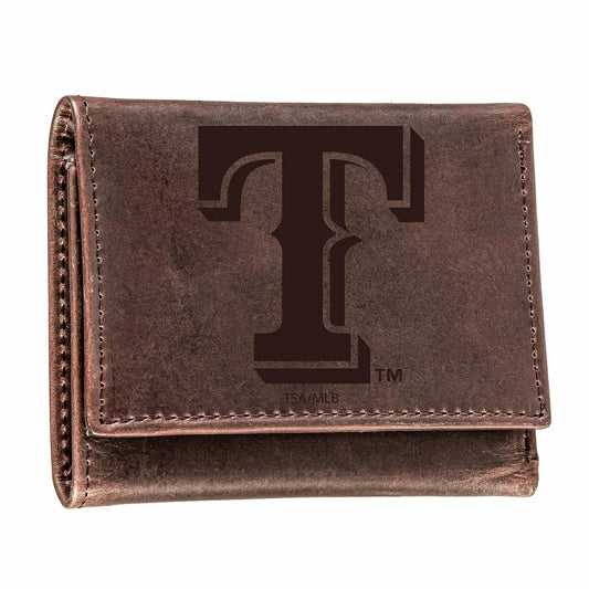 Team Sports America Signature - Texas Rangers Tri-Fold Wallet Brown 100% Genuine Leather