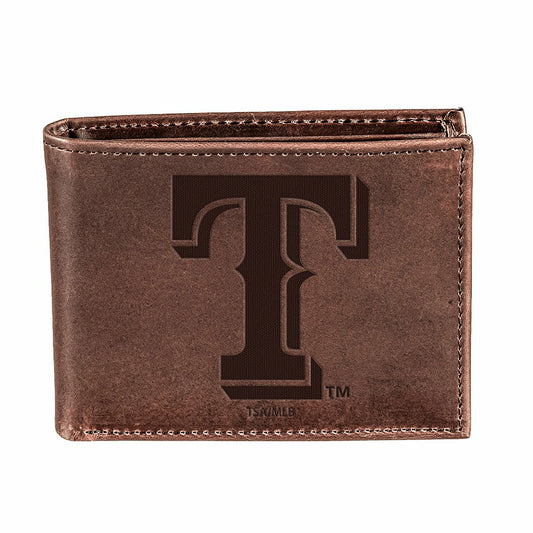 Team Sports America Essential - Texas Rangers Bi-Fold Wallet Brown 100% Genuine Leather