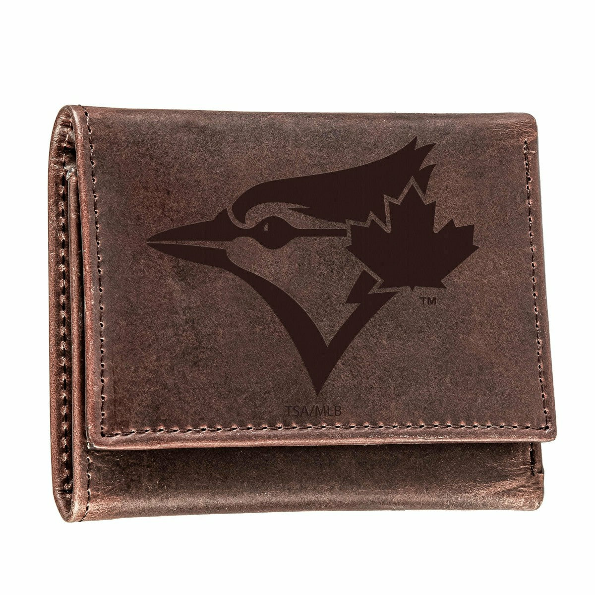 Team Sports America Everyday - Toronto Blue Jays Tri-Fold Wallet Brown 100% Genuine Leather