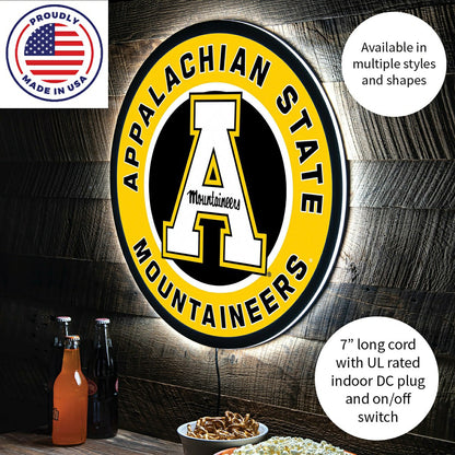 Team Sports America Value - LED Wall Decor, Round, Appalachian State University