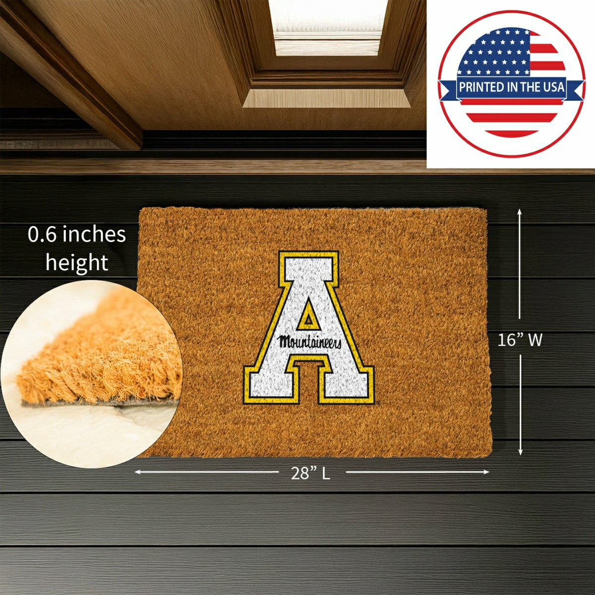 Team Sports America Essential - Coir Mat, 16"x28", Appalachian State University