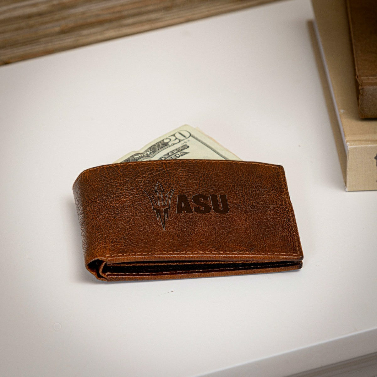 Team Sports America Signature - Arizona State University, Embossed 100% Genuine Tumbled Leather Passca