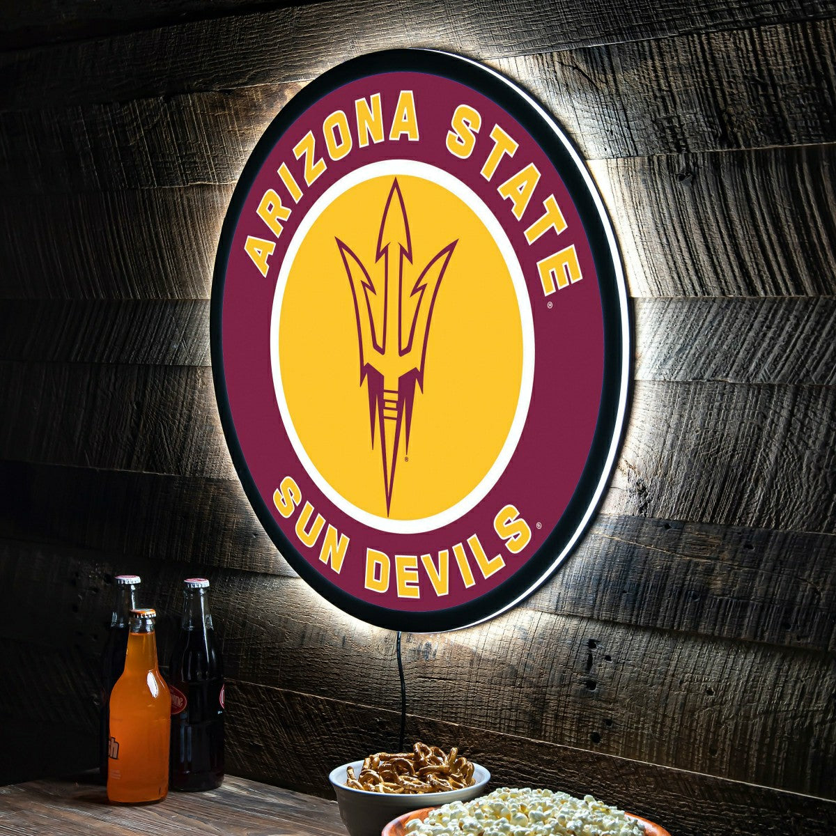 Team Sports America Essential - LED Wall Decor, Round, Arizona State University