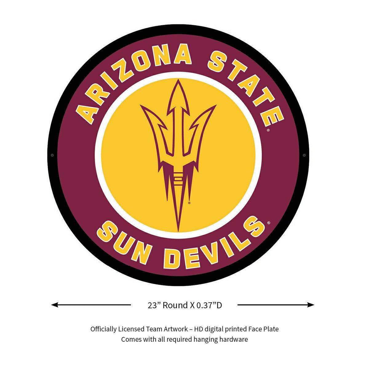 Team Sports America Essential - LED Wall Decor, Round, Arizona State University