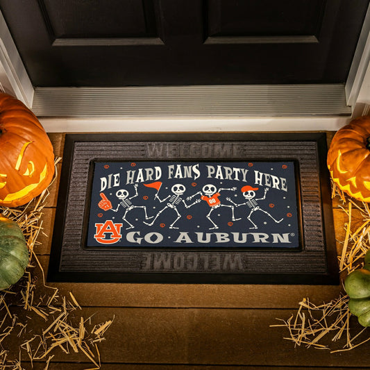 Team Sports America Essential - Auburn University Flocked Coir Halloween Sassafras Switch Mat, 22"x10"