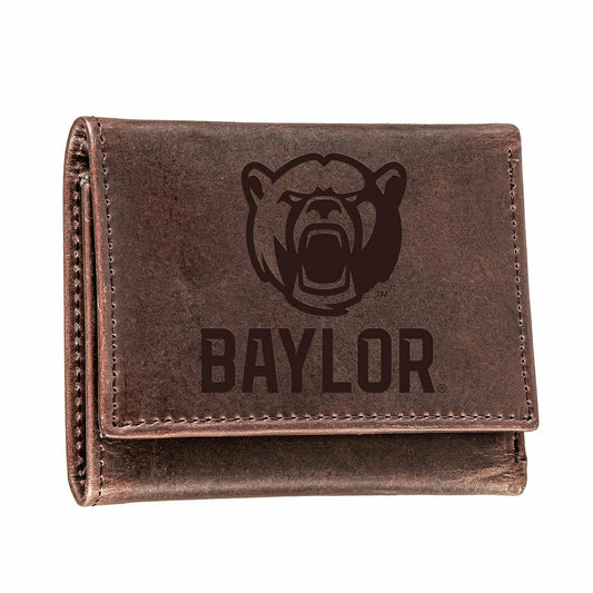 Team Sports America Everyday - Baylor University, Tri-Fold Wallet, Brown, CH, 100% Genuine Leather