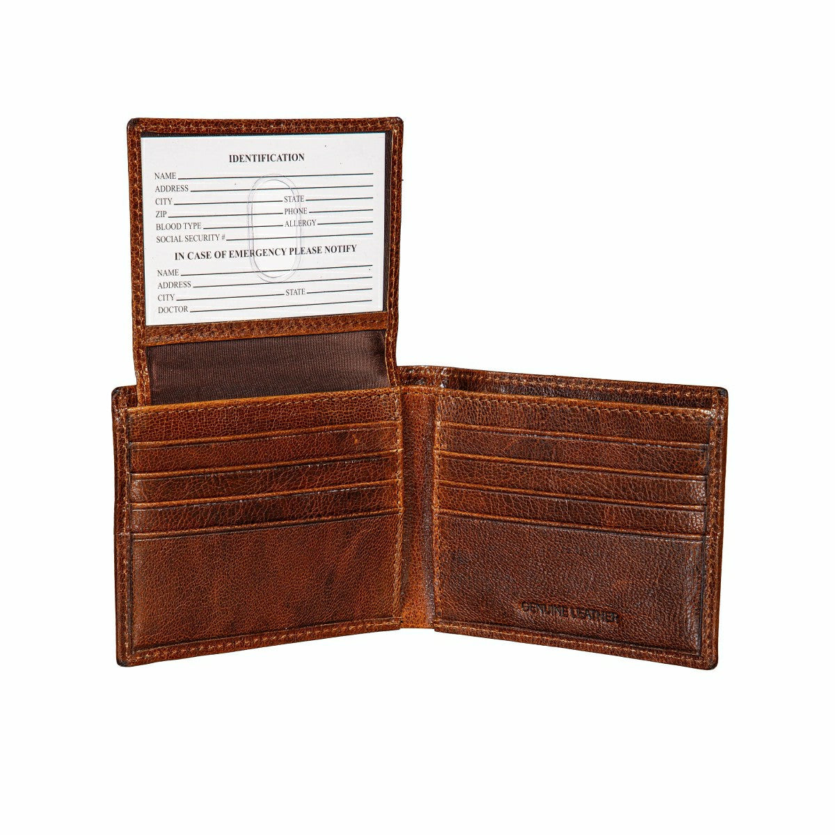 Team Sports America Value - Baylor University, Embossed 100% Genuine Tumbled Leather Passcase Bi-F