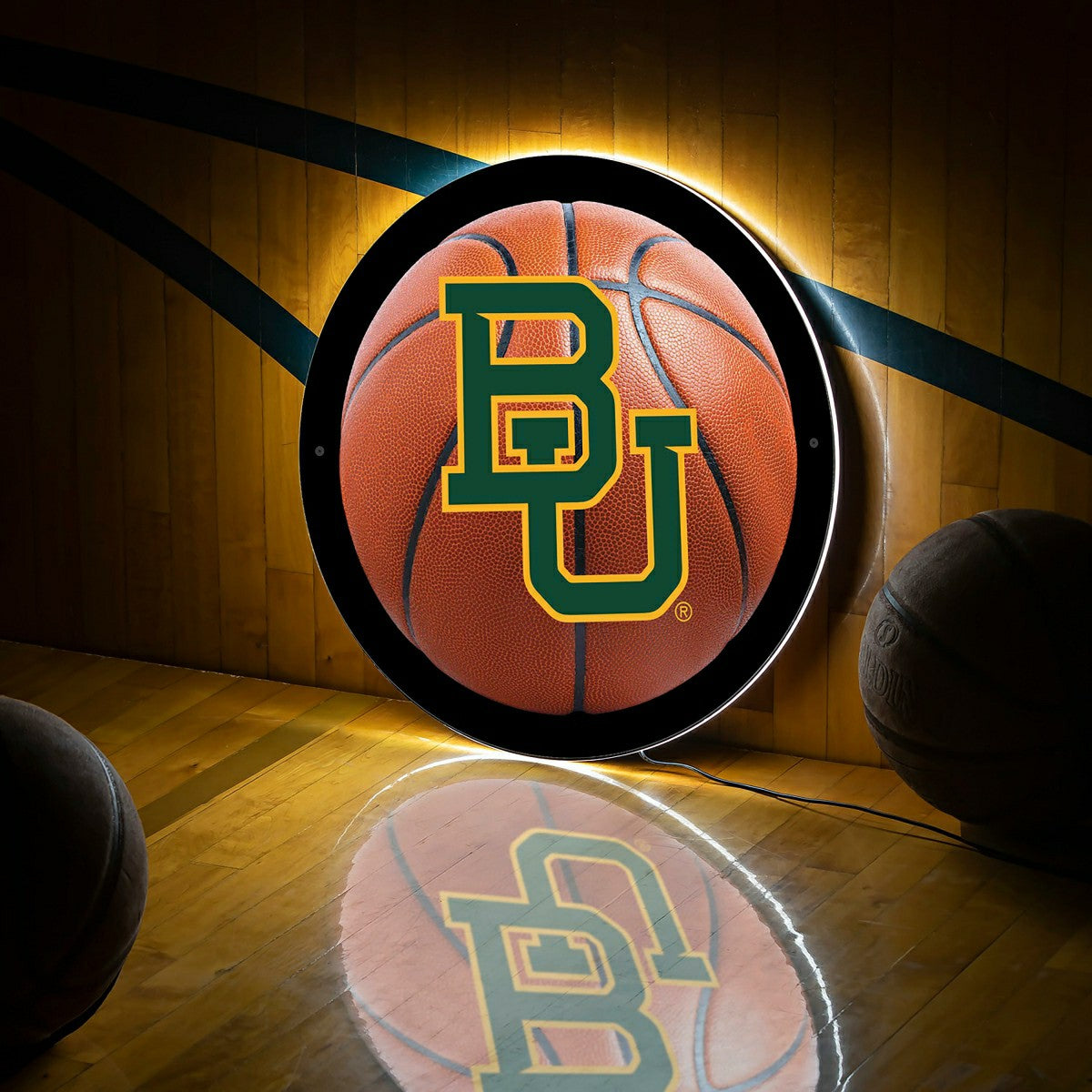Team Sports America Exclusive - LED Wall Decor, Round, Med, Baylor, Basketball