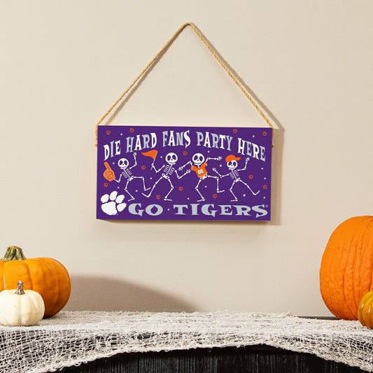 Team Sports America Exclusive - Clemson University Halloween Wood Wall Sign, 6x11