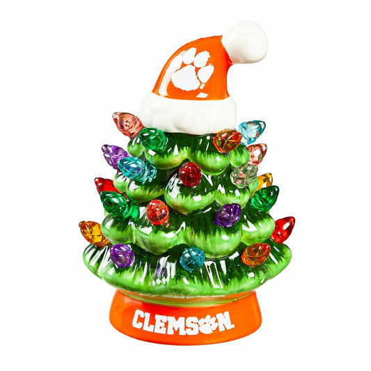 Team Sports America Signature - 4" Mini LED Tabletop Christmas Tree, Set of 2, Clemson University