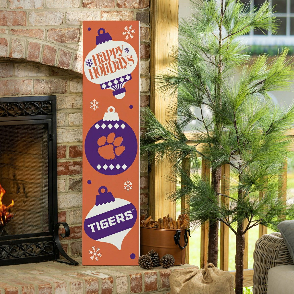 Team Sports America Trending - 47" Double Sided Leaner, Clemson University, Christmas