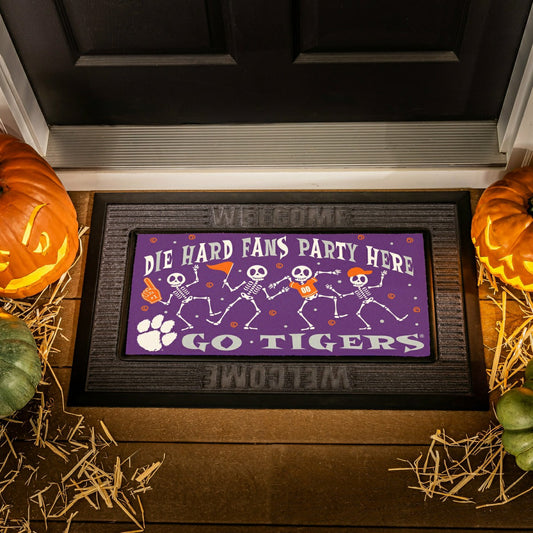 Team Sports America Trending - Clemson University Flocked Coir Halloween Sassafras Switch Mat, 22"x10