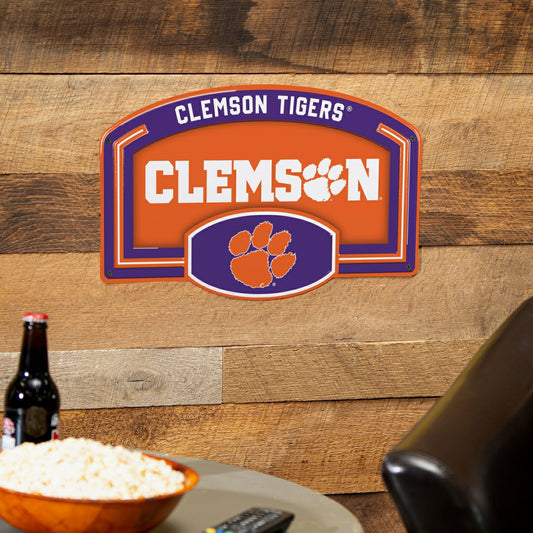 Team Sports America Recommended - Clemson University USA Embossed Steel Wall Sign, 11" x 17"