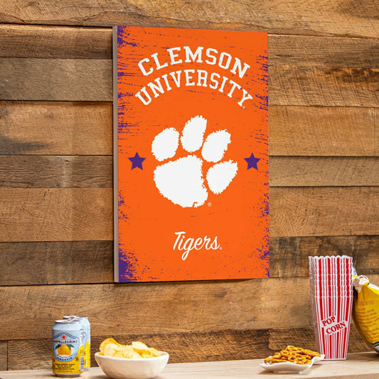 Team Sports America Value - Clemson University Wood Wall Sign, 16x24