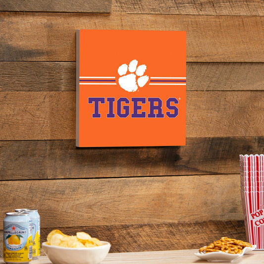 Team Sports America Recommended - Clemson University Wood Wall Sign, 12x12