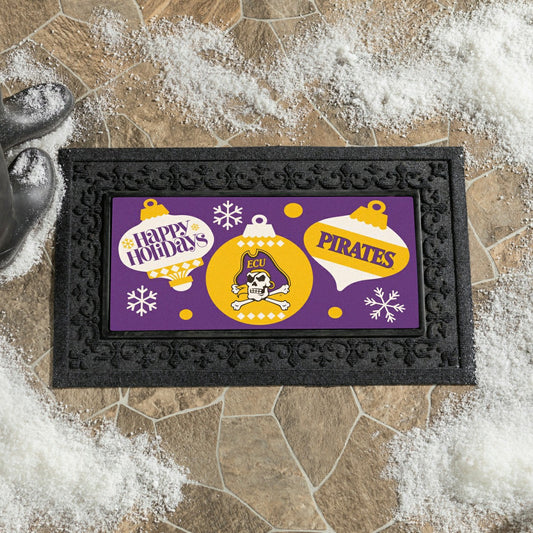 Team Sports America Best Seller - East Carolina University Holiday Flocked Coir Sassafras Switch Mat, 22