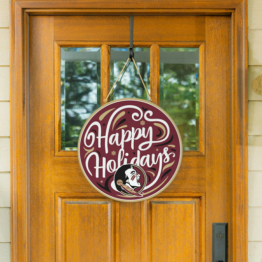 Team Sports America Exclusive - Florida State University Holiday Round Door Décor with Hanging Rope, 1
