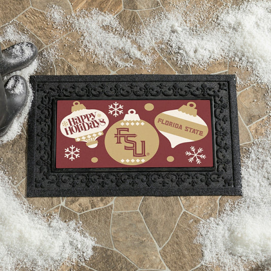 Team Sports America Classic - Florida State University Holiday Flocked Coir Sassafras Switch Mat, 22