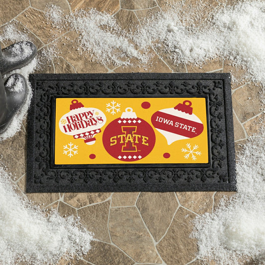 Team Sports America Best Seller - Iowa State University Holiday Flocked Coir Sassafras Switch Mat, 22"x1