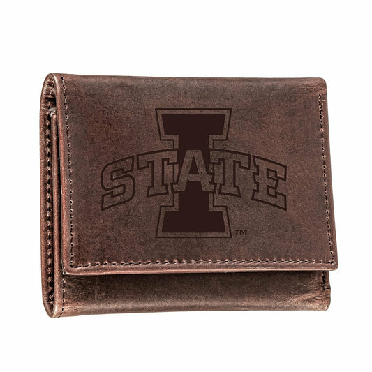 Team Sports America Value - Iowa State University, Tri-Fold Wallet, Brown, CH, 100% Genuine Leathe