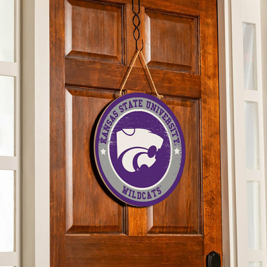 Team Sports America Value - Kansas State University Round Door Décor with Hanging Rope, 18x18