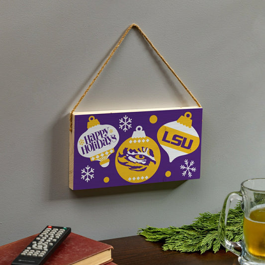 Team Sports America Classic - Louisiana State University Holiday Wood Wall Sign, 6x11