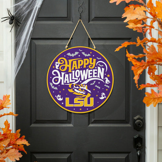 Team Sports America Everyday - Louisiana State University Halloween Round Door Décor with Hanging Rop